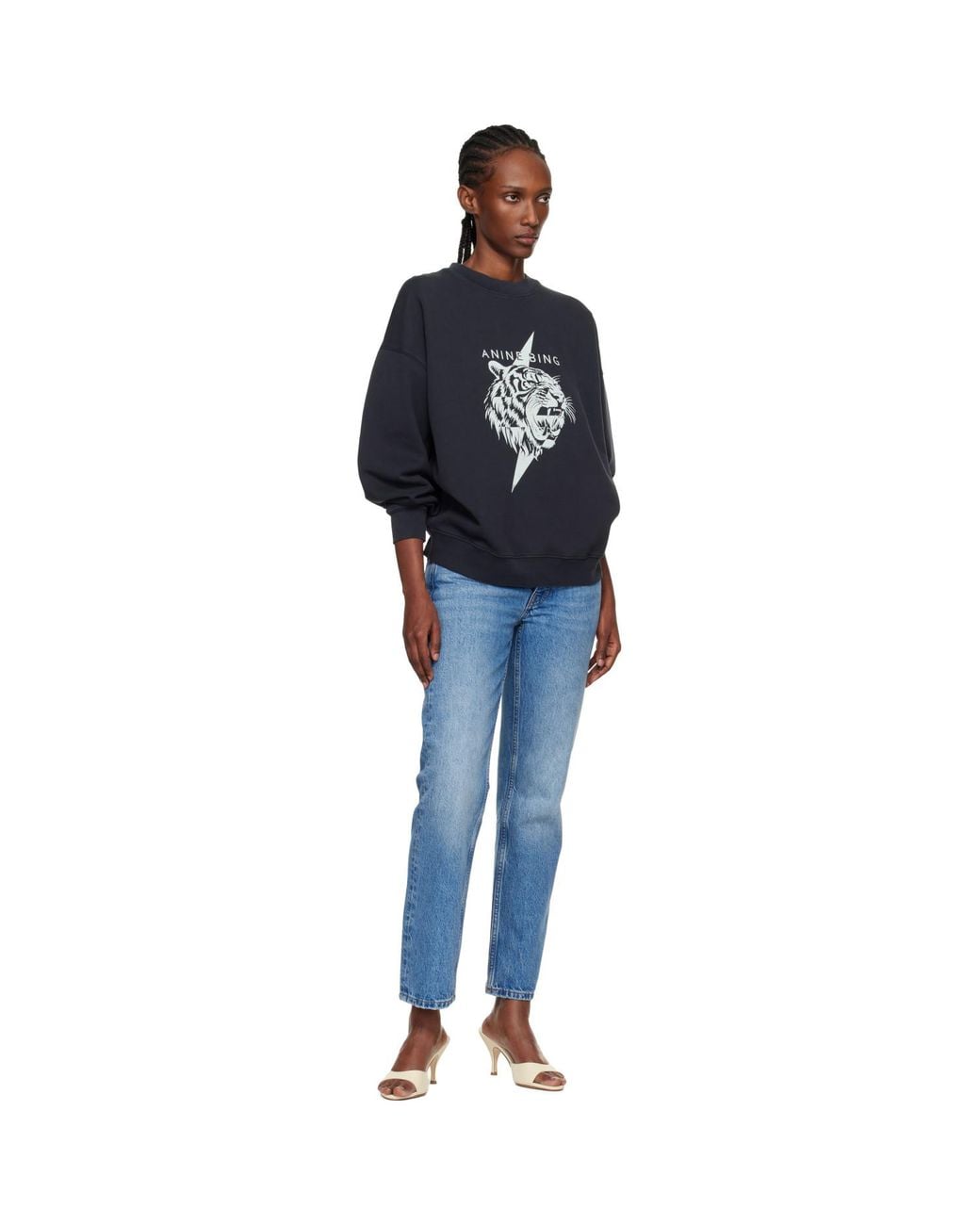 Anine Bing Blue Miles Tiger Sweatshirt