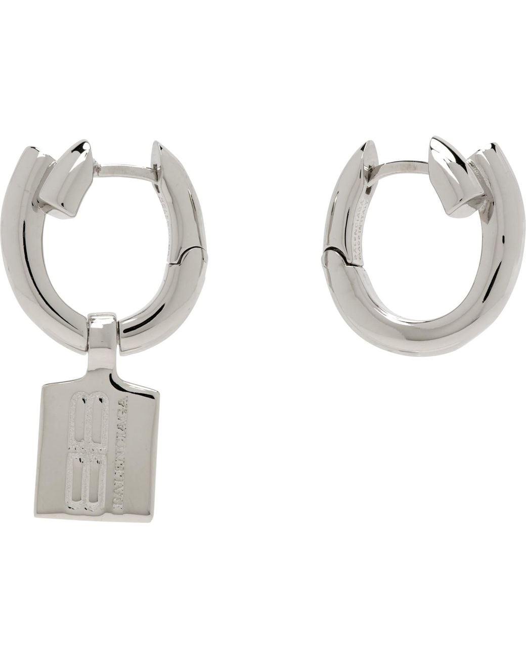 Balenciaga Metallic Saint-Germain Tag Earrings for men