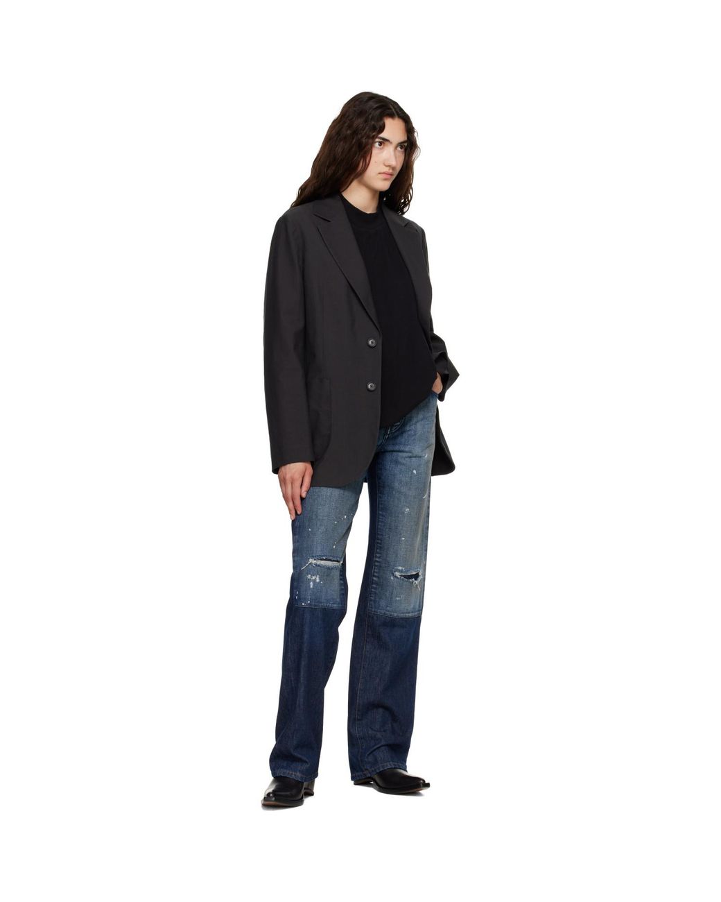 MM6 by Maison Margiela Blue Distressed Panel Denim Jeans