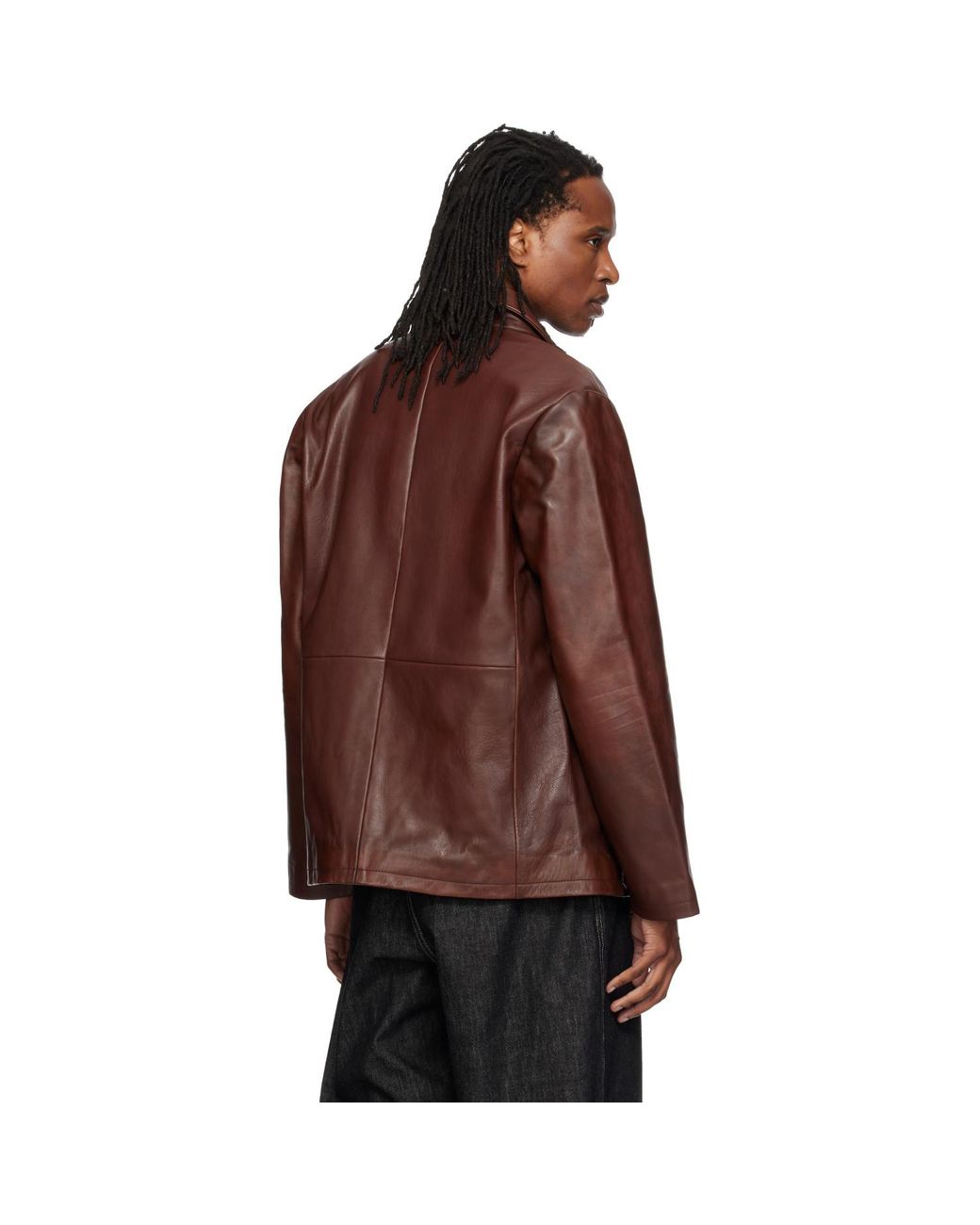 Studio Nicholson Brown Landau Leather Jacket for men