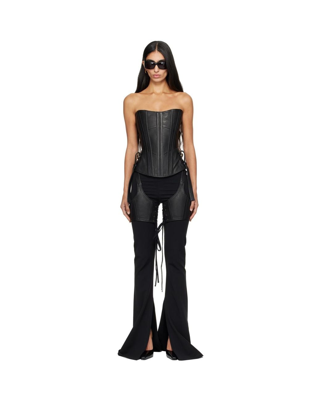 KNWLS Black Veil Leather Chaps & Corset