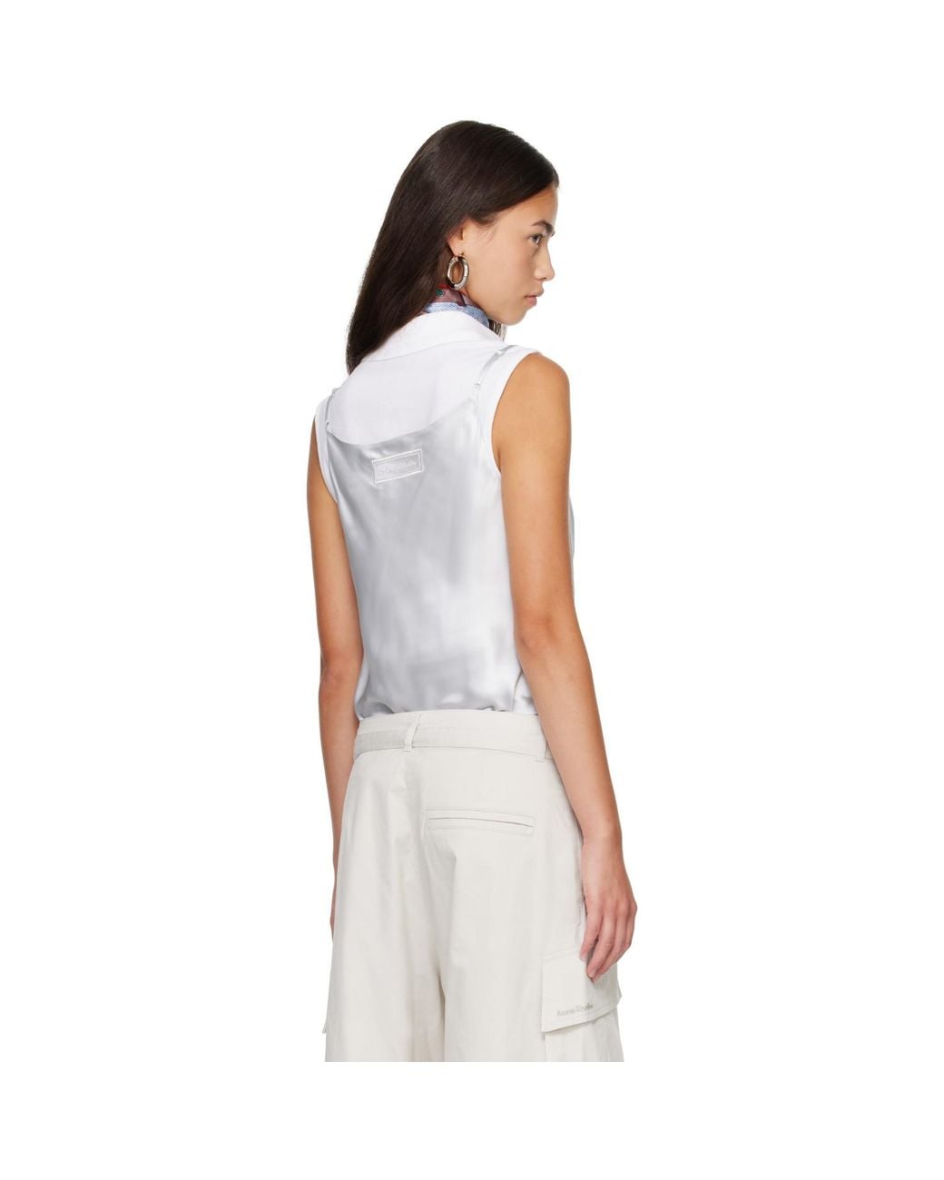 Acne Blue Shiny Satin Top