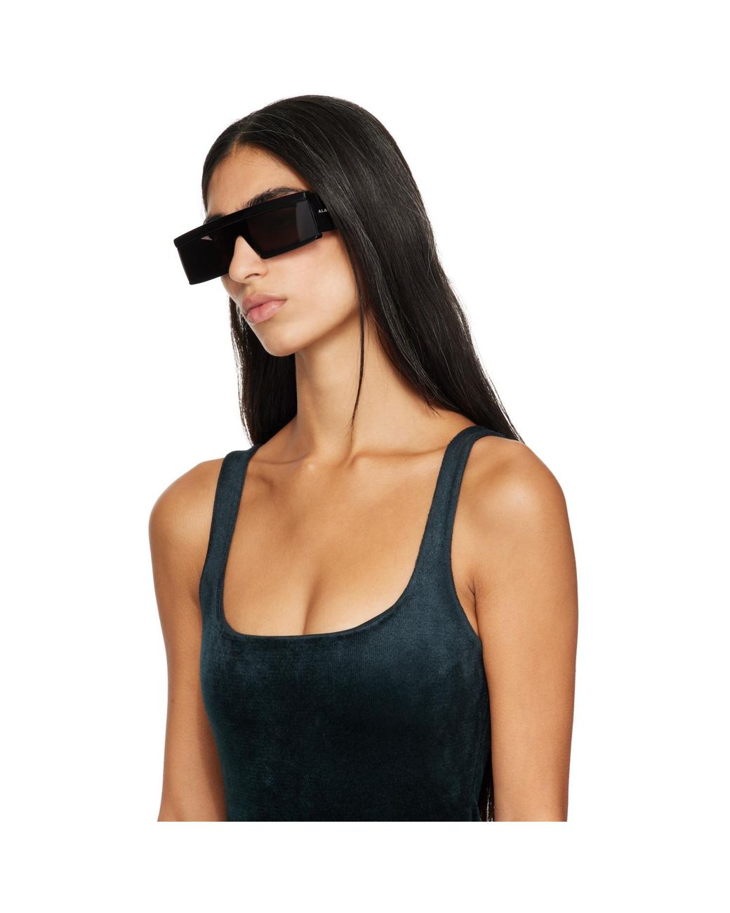 Alaïa Gray Rectangular Mask Sunglasses