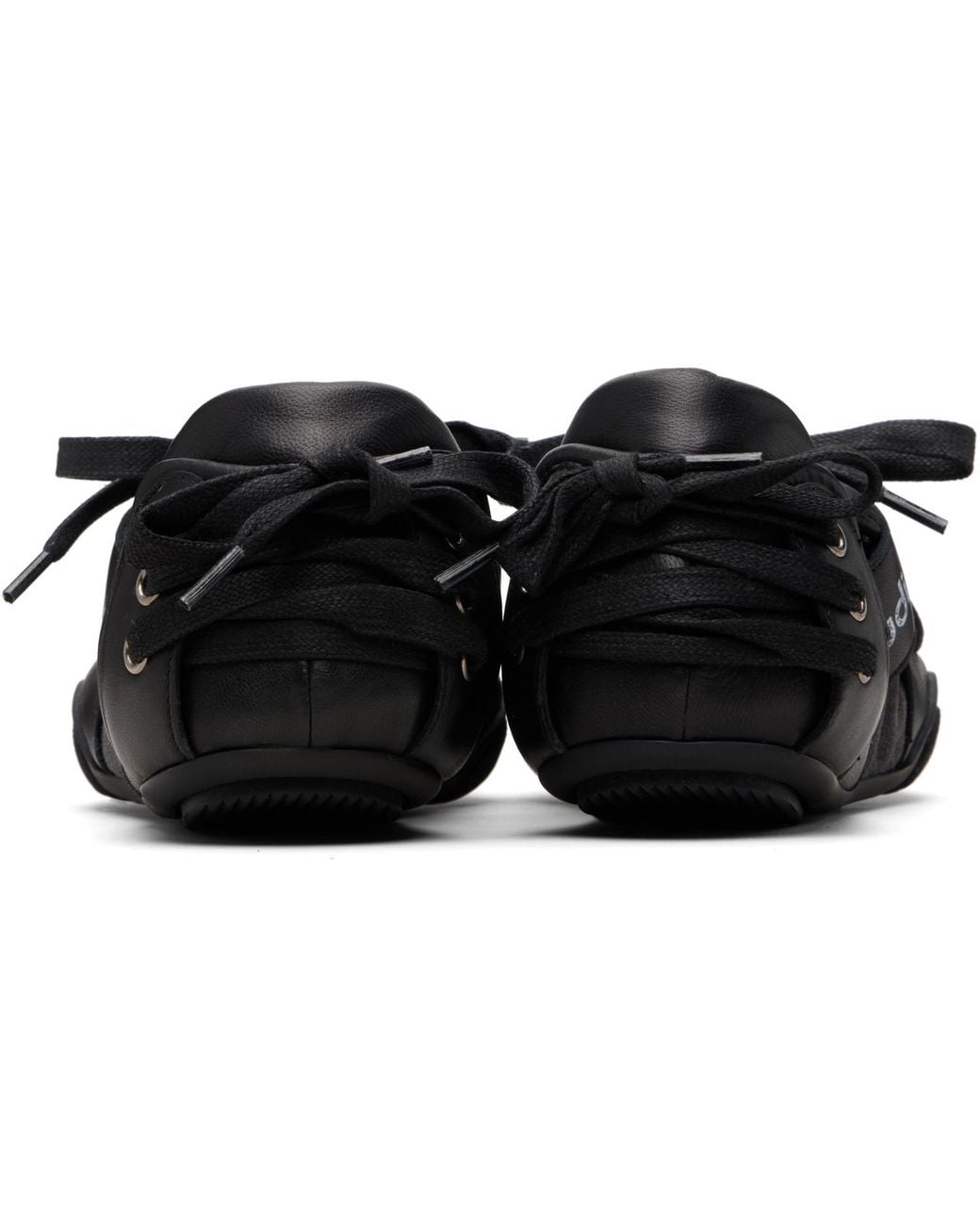 Acne Black Leather Lace-Up Sneakers for men