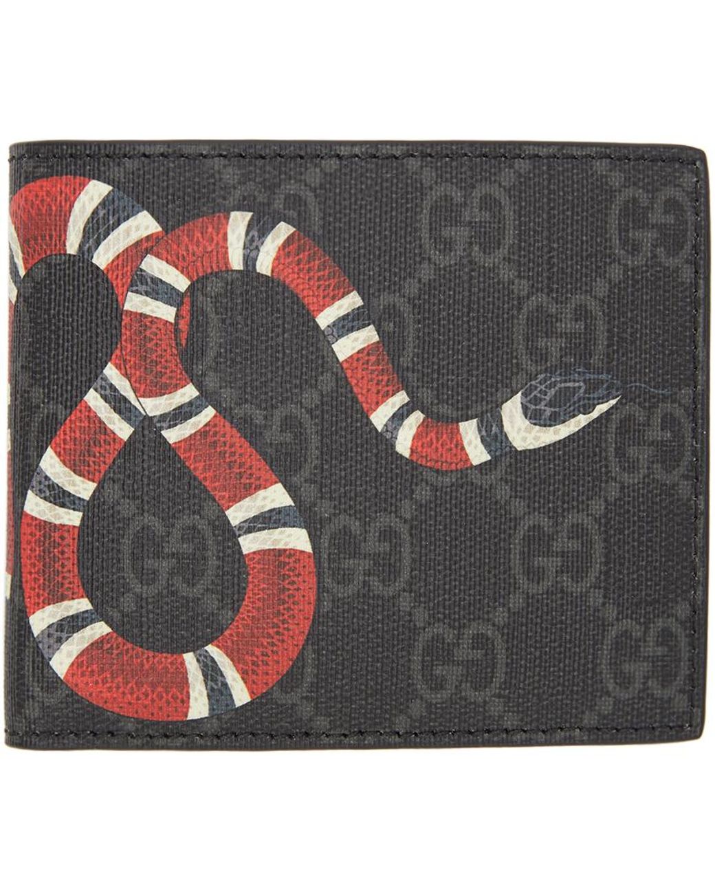 Gucci gg Supreme Snake Wallet in Gray for Men | Lyst