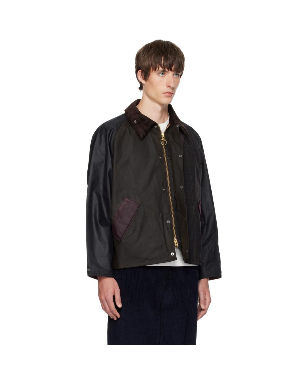 Barbour Black Patchwork Transport Wax Jacket for men