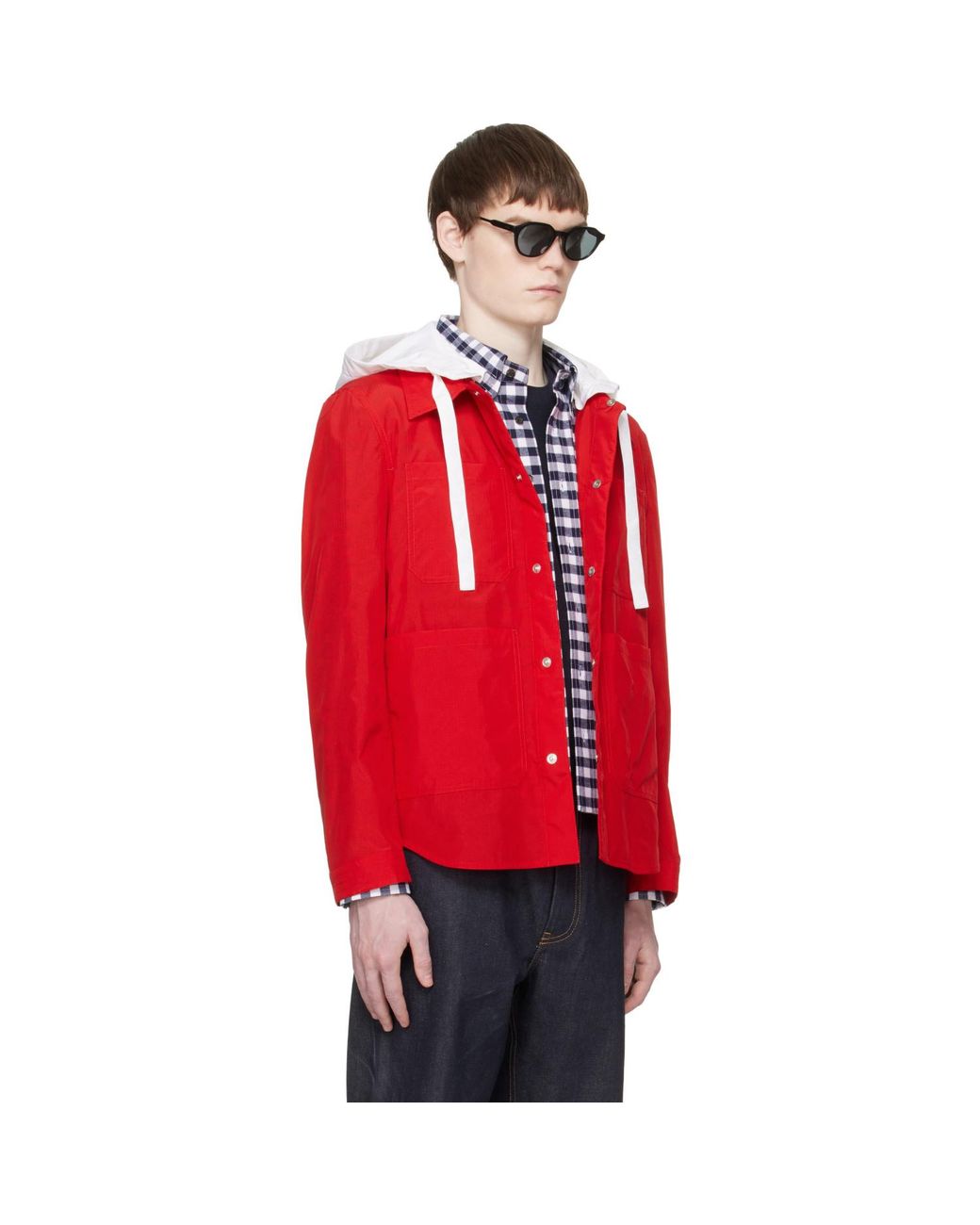Thom Browne Red Utility Patch Pocket Jacket for men