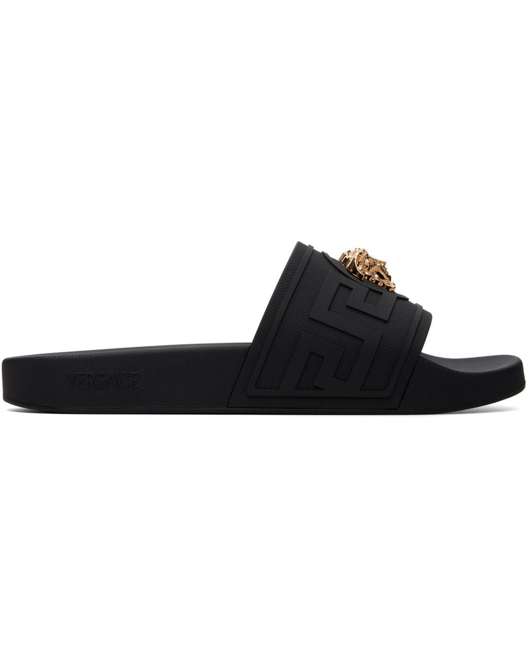 Versace Black 'La Medusa' Rubber Slides for men