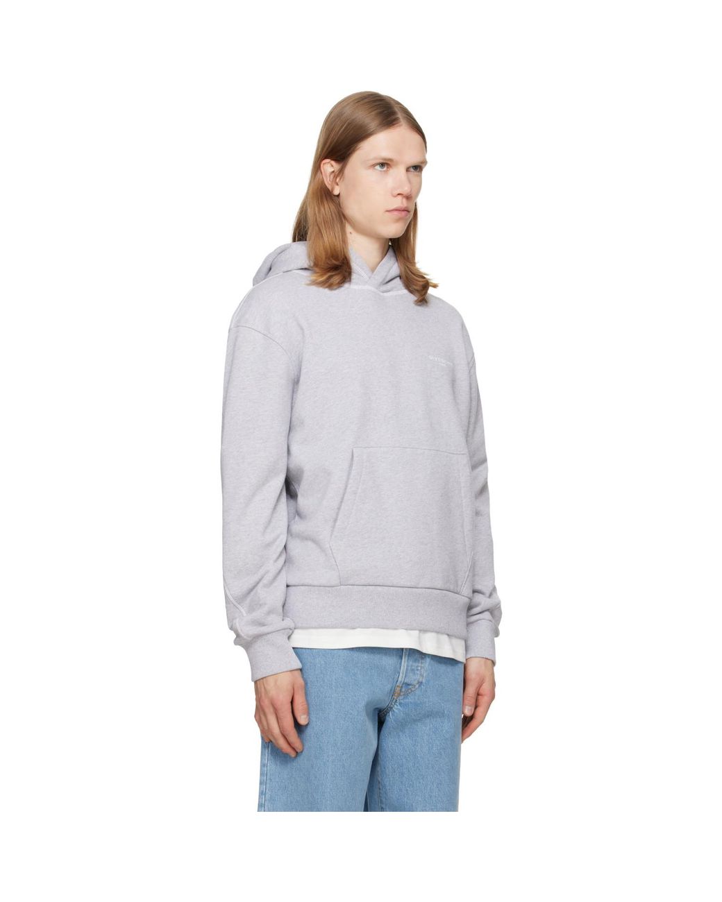 Givenchy Gray Couture Seam Contrasted Stitch Hoodie for men