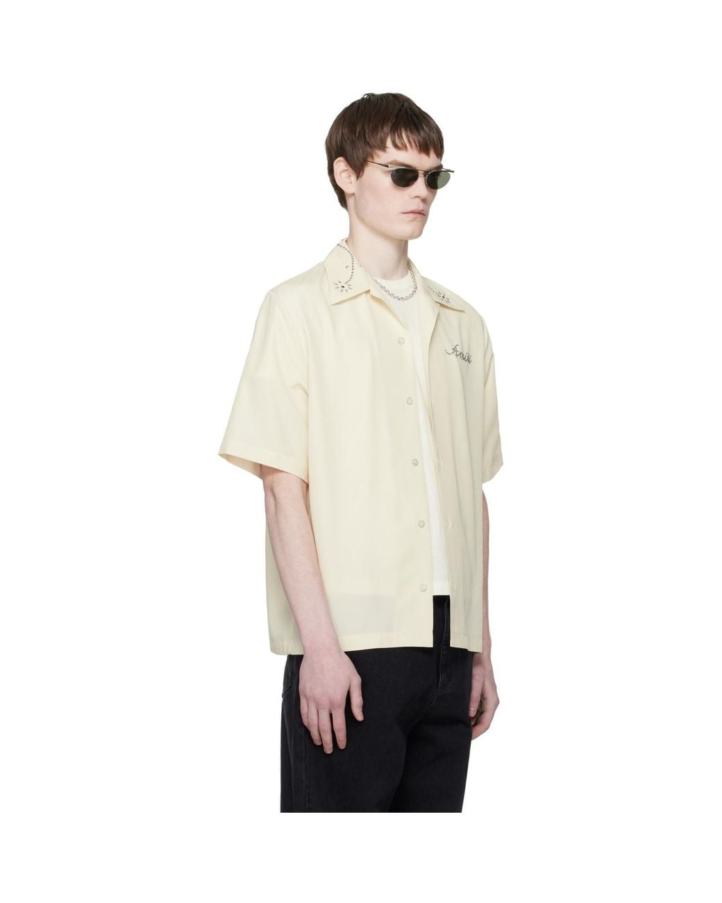 Amiri White Off- Stud Camp Shirt for men
