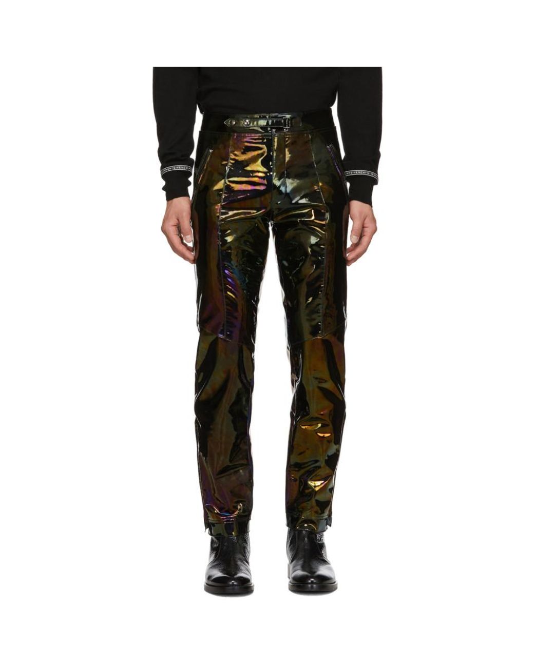 Givenchy Black Iridescent Leather Trousers for Men | Lyst