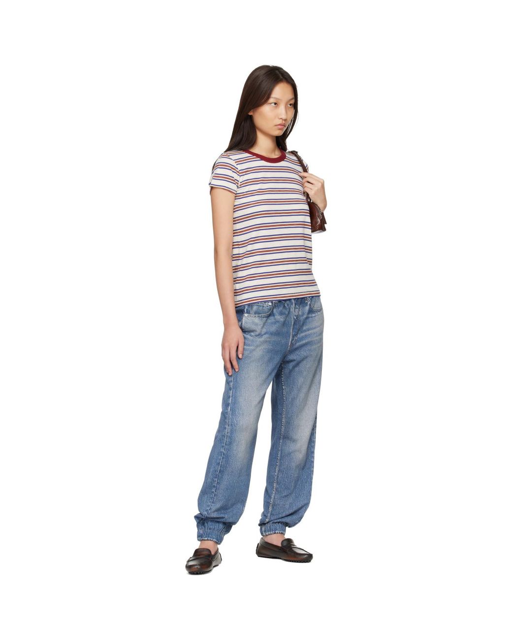 Rag & Bone Blue Off- 'The Slub Stripe' T-Shirt