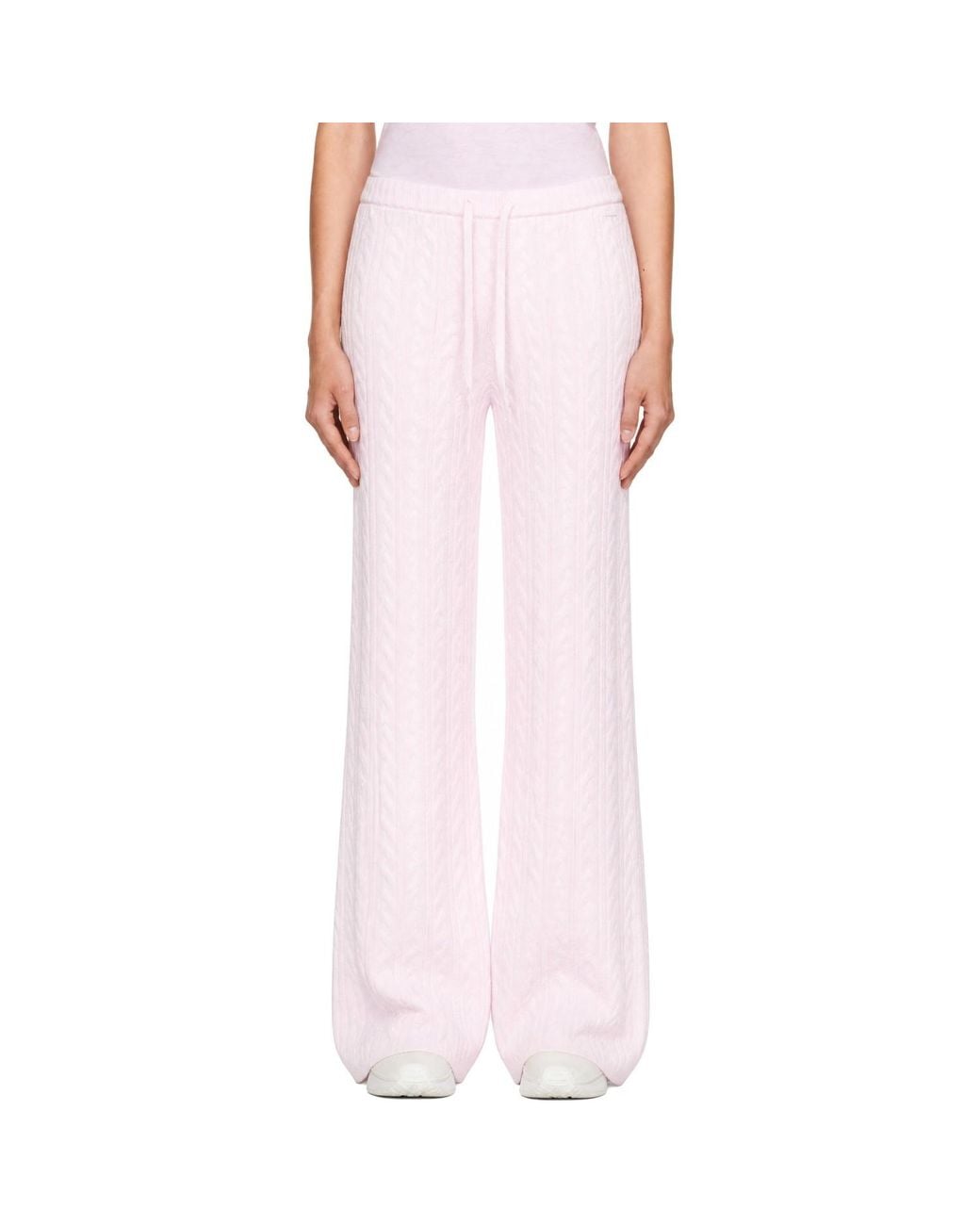 Skims Pink Sweater Knit Cable Straight Leg Trousers