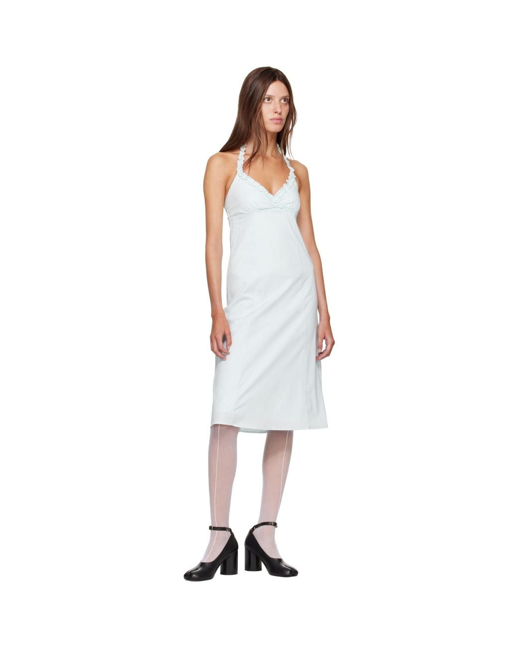 Fruity Booty White Sky Halter Midi Dress