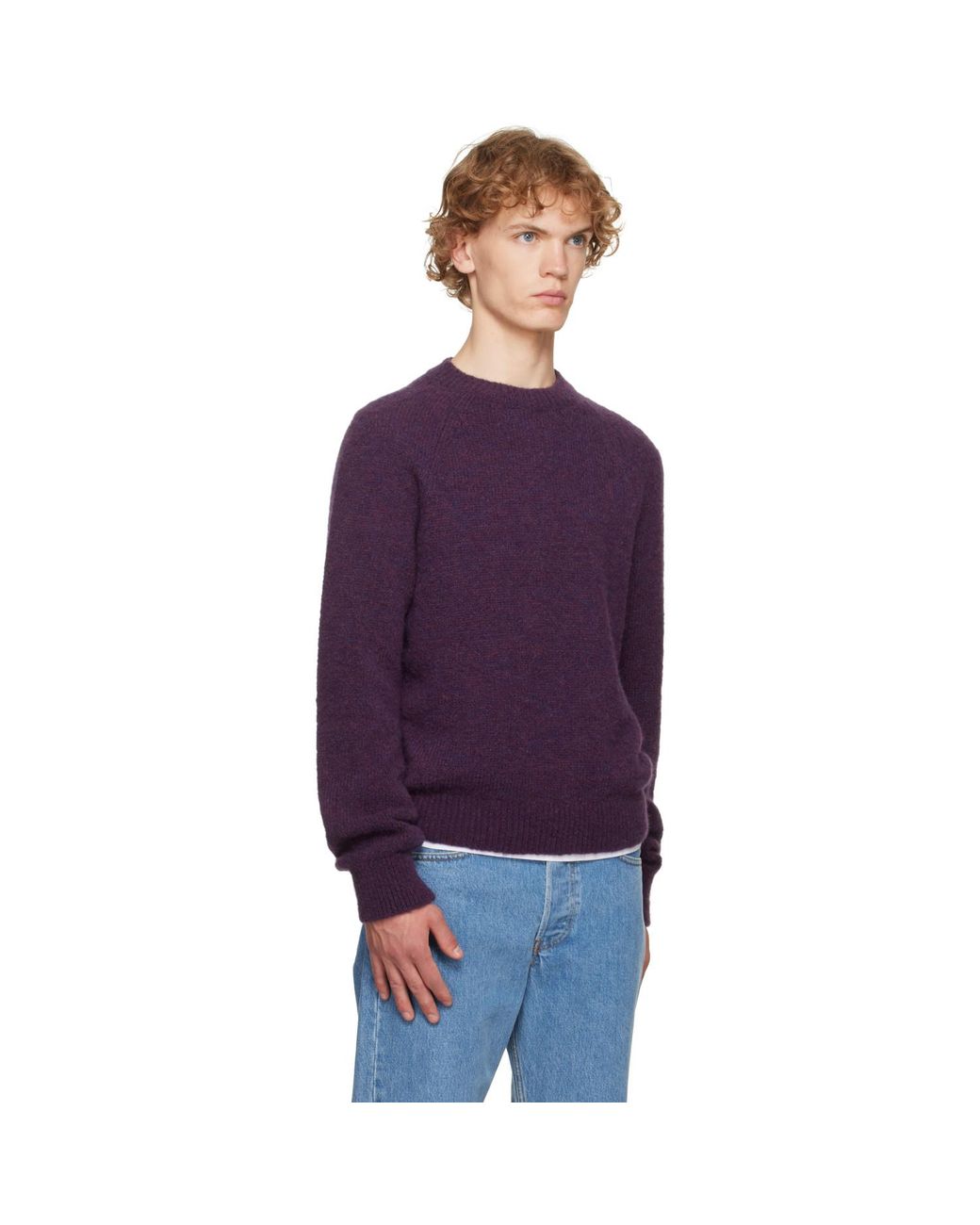 Dries Van Noten Purple Alpaca Sweater for men