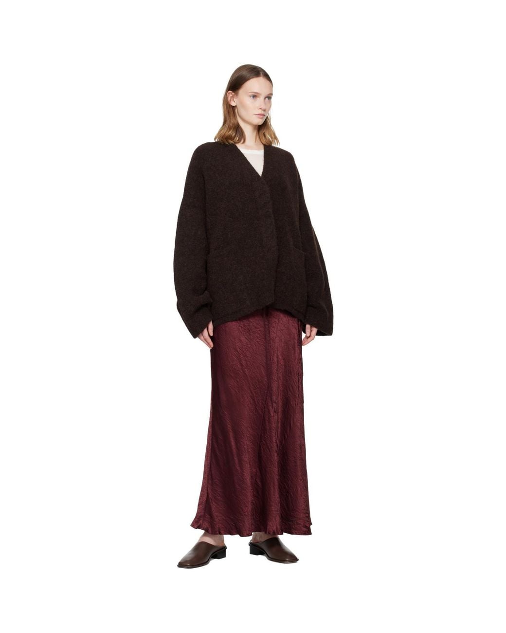 Lauren Manoogian Black Burgundy Double Face Cardigan