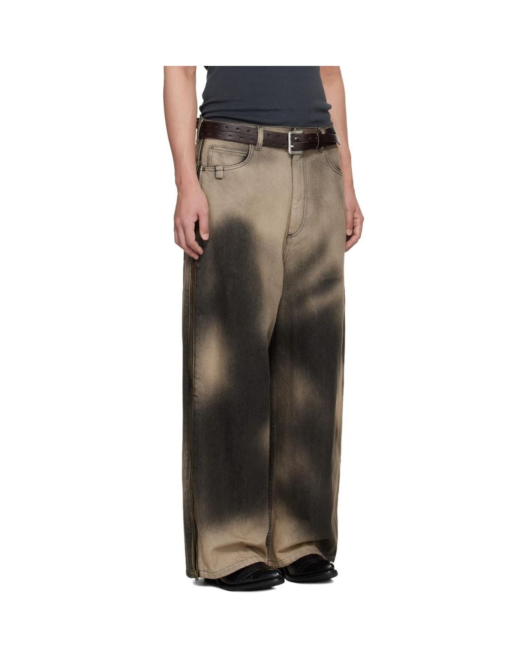 Lu'u Dan Black Side Zip Jeans for men
