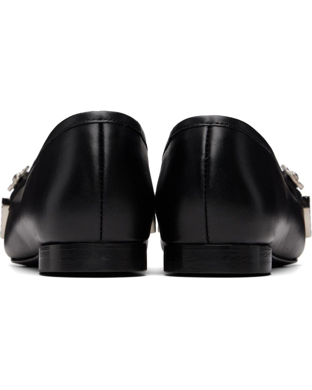 Toga Black Leather Ballerina Flats