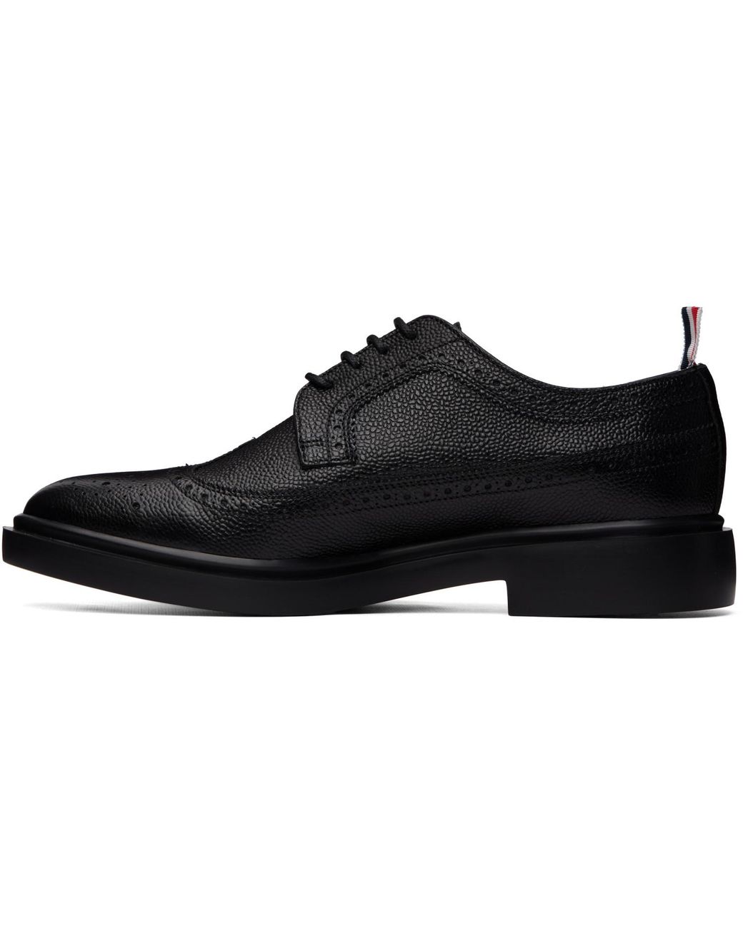 Thom Browne Black Pebble Grain Longwing Brogues for men