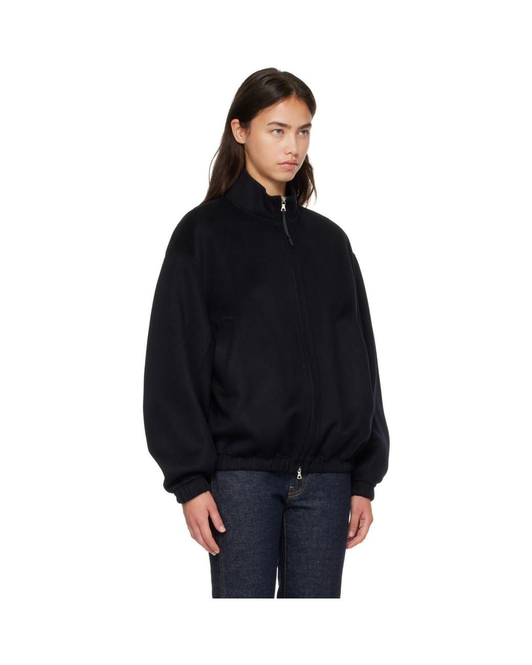 NOTHING WRITTEN Black Plaza Zip Blouson Jacket