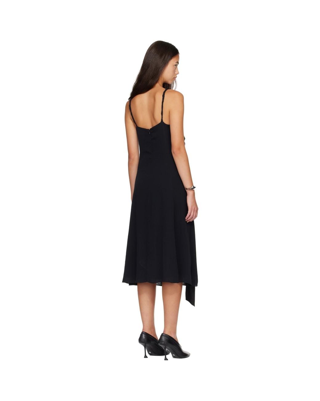 Acne Black Silk Bow Midi Dress