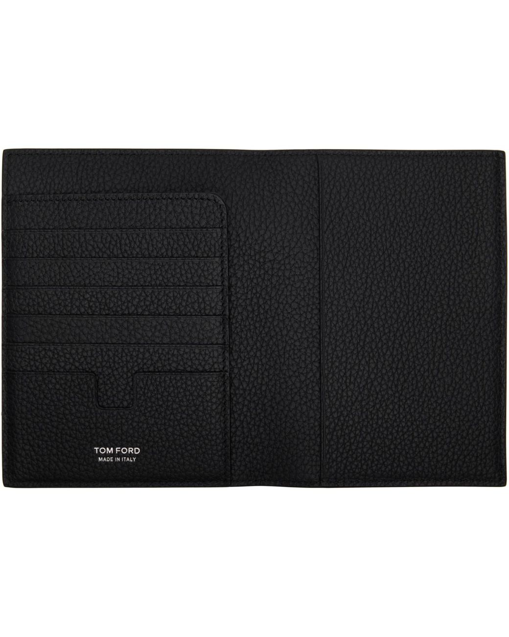 Tom Ford Black Soft Grain Leather T Line Passport Holder for men