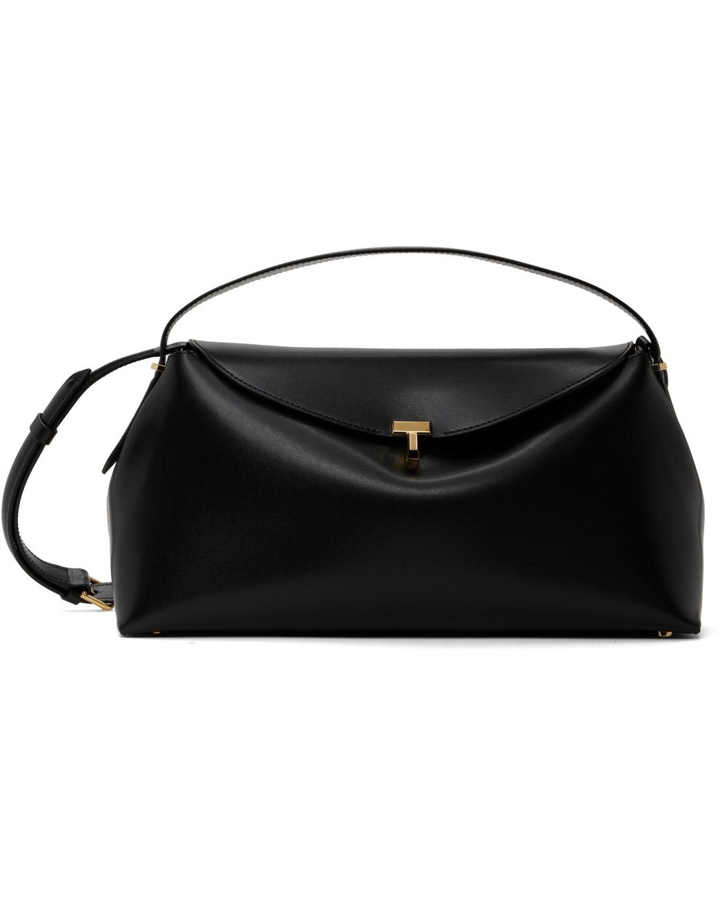 Totême Black T-Lock Leather Top Handle Bag