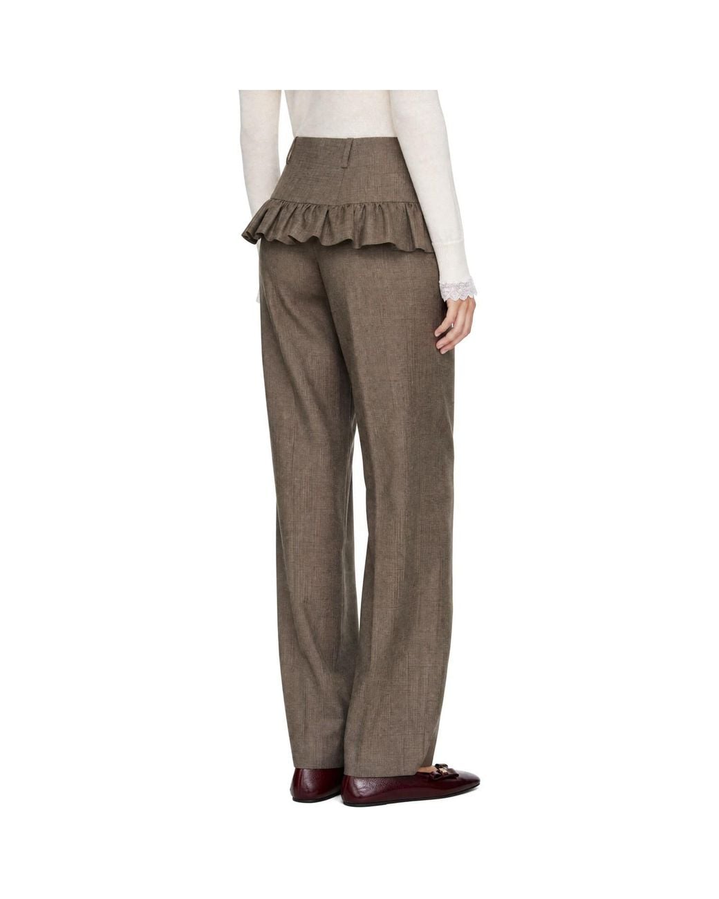 Ganni Gray Wool Melange Suiting Skirt Trousers