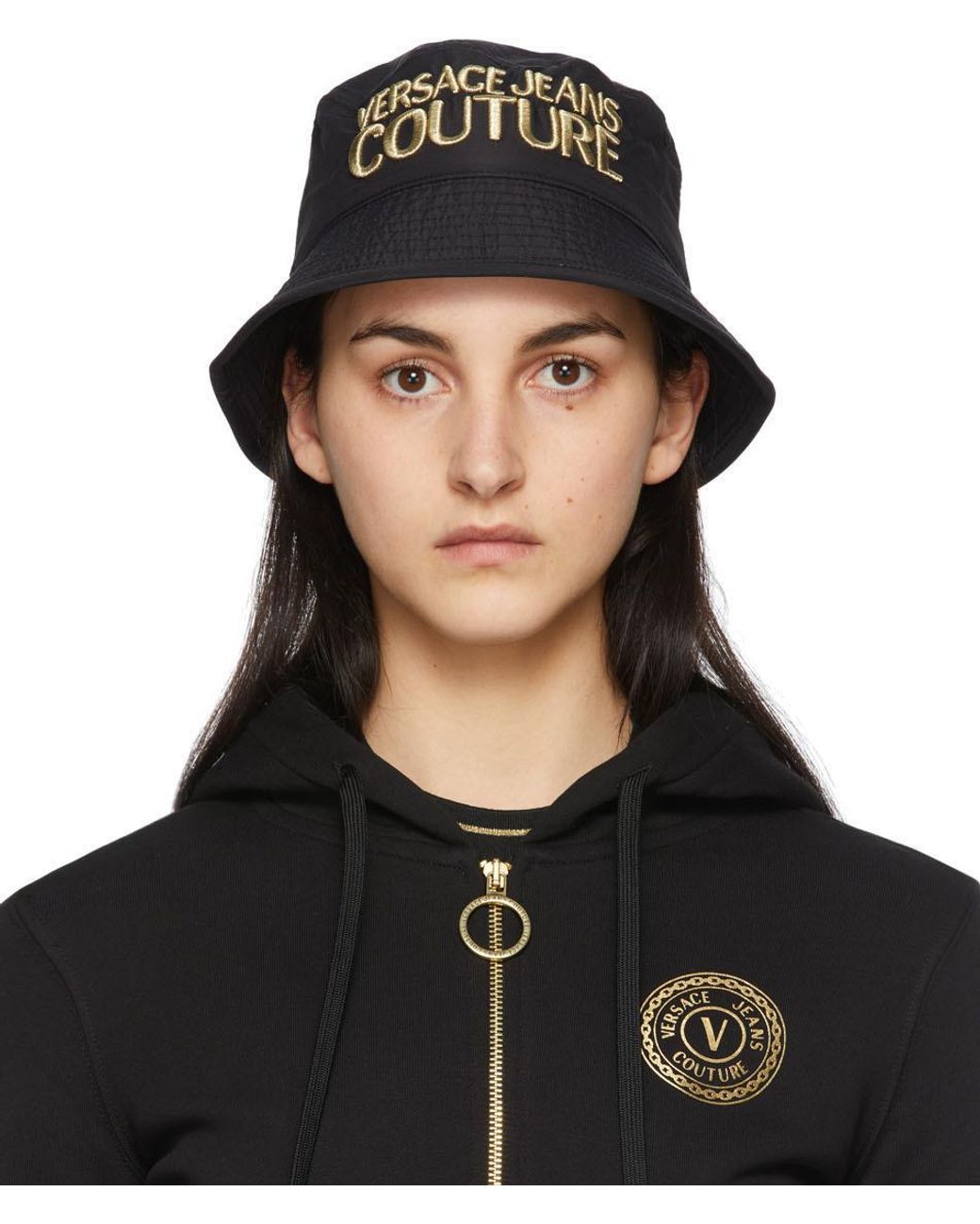 Versace Jeans Couture Black Logo Bucket Hat | Lyst