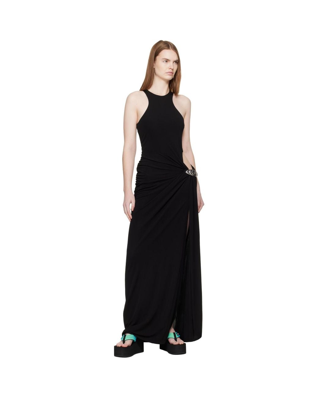 Casablanca Black Draped Maxi Dress