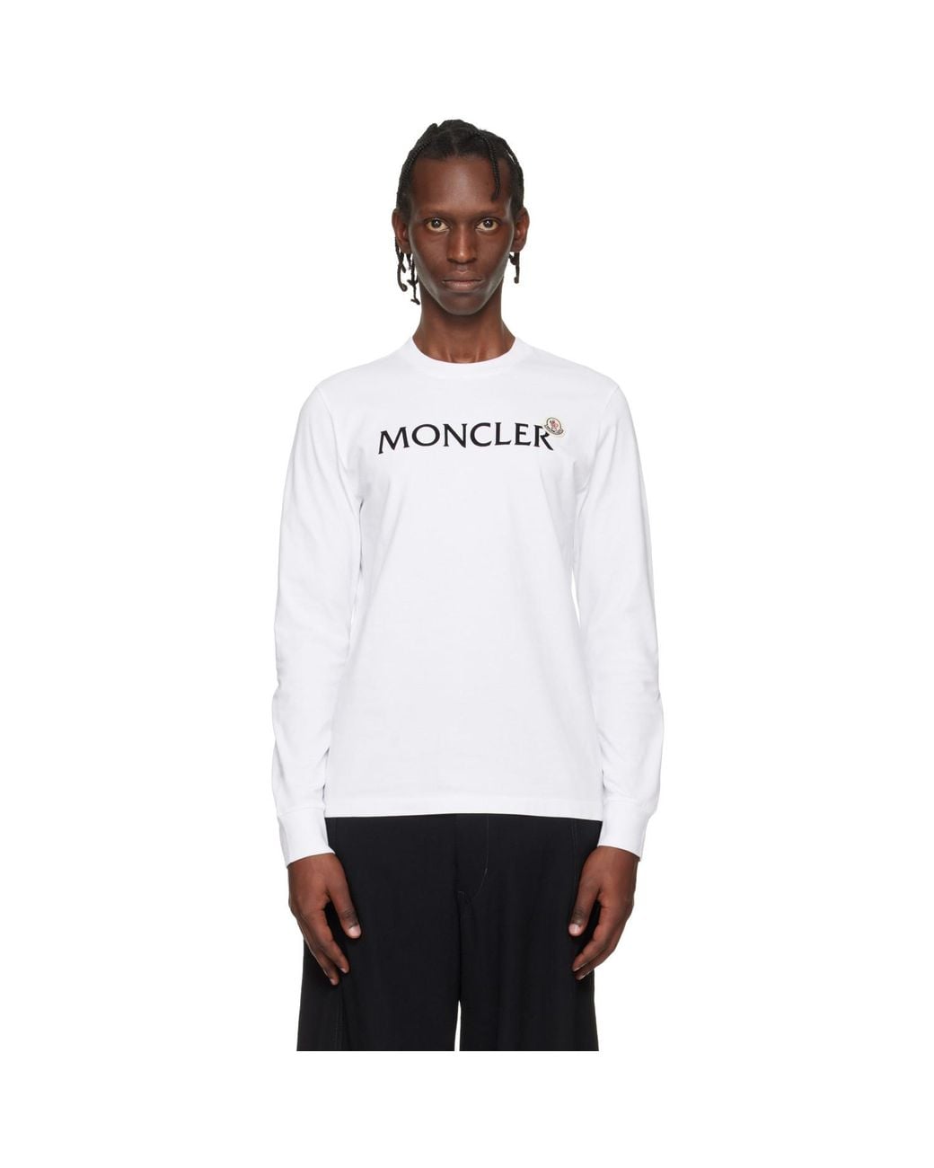 Moncler White Logo Cotton Sweatshirt for men