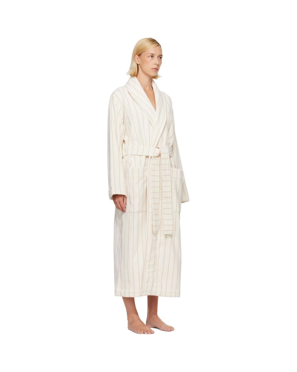 Tekla White Off- & Terry Classic Bathrobe