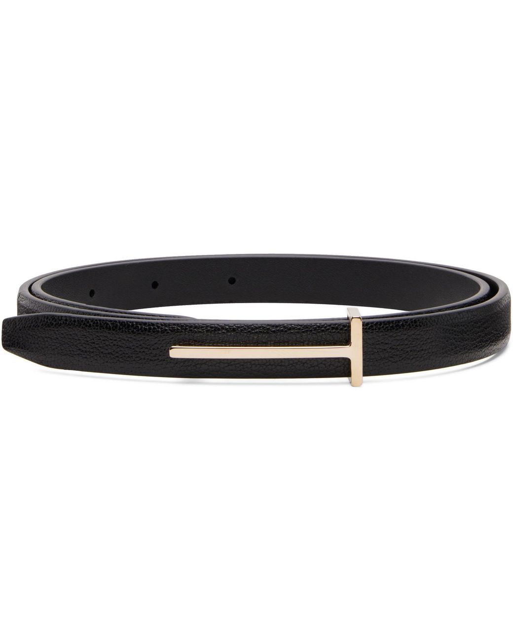 Tom Ford Black Supple Grain Leather Slim T Belt