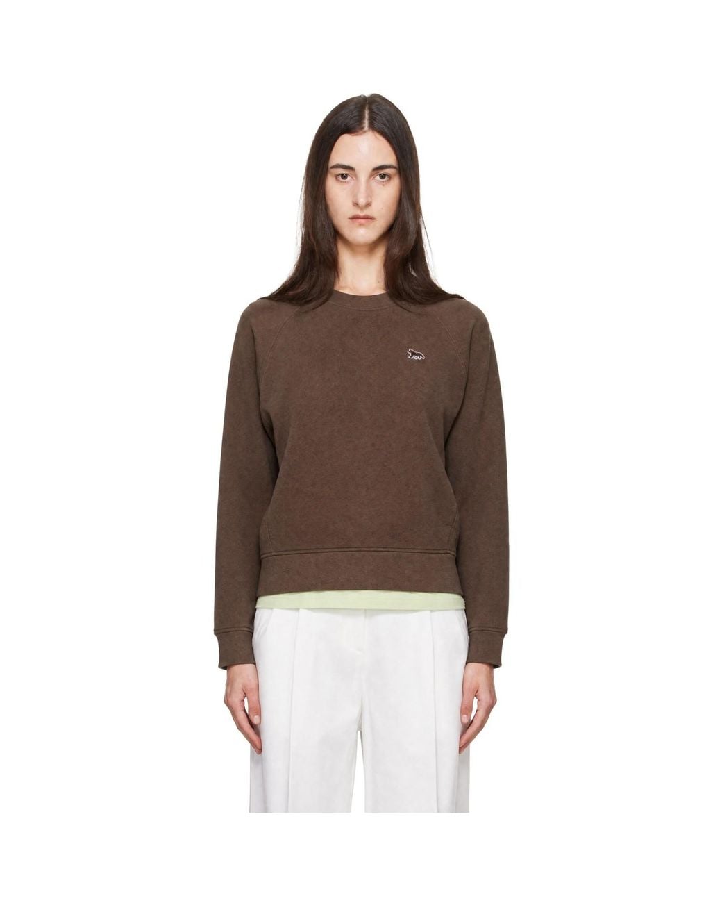 Maison Kitsuné Brown Baby Fox Open Pocket Sweatshirt