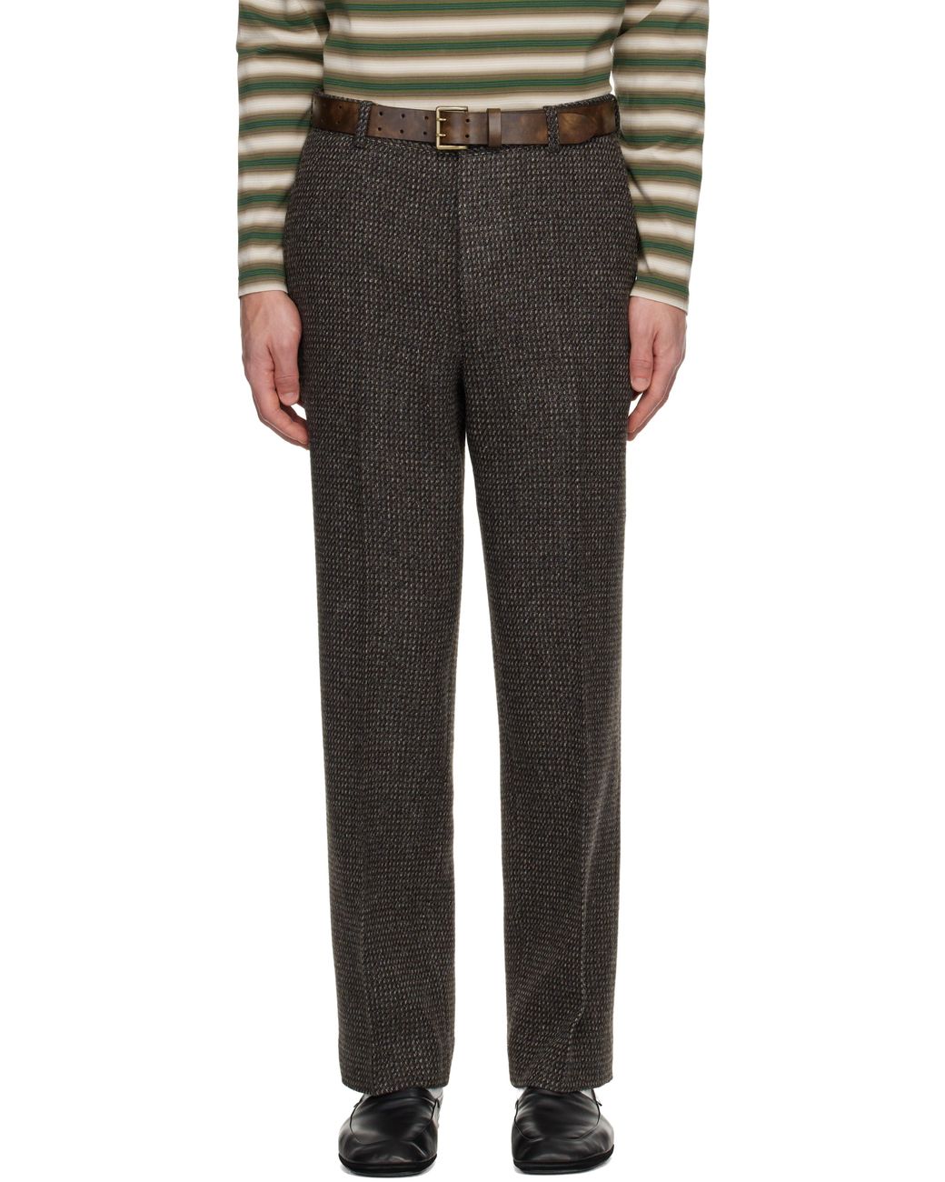 AURALEE Alpaca Wool Silk Tweed Trousers in Black for Men | Lyst