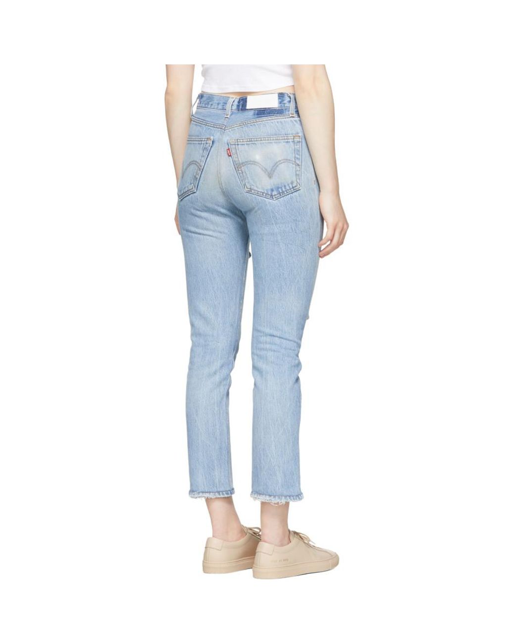 RE/DONE Indigo Levis Edition High-rise Ankle Crop Jeans in Blue | Lyst