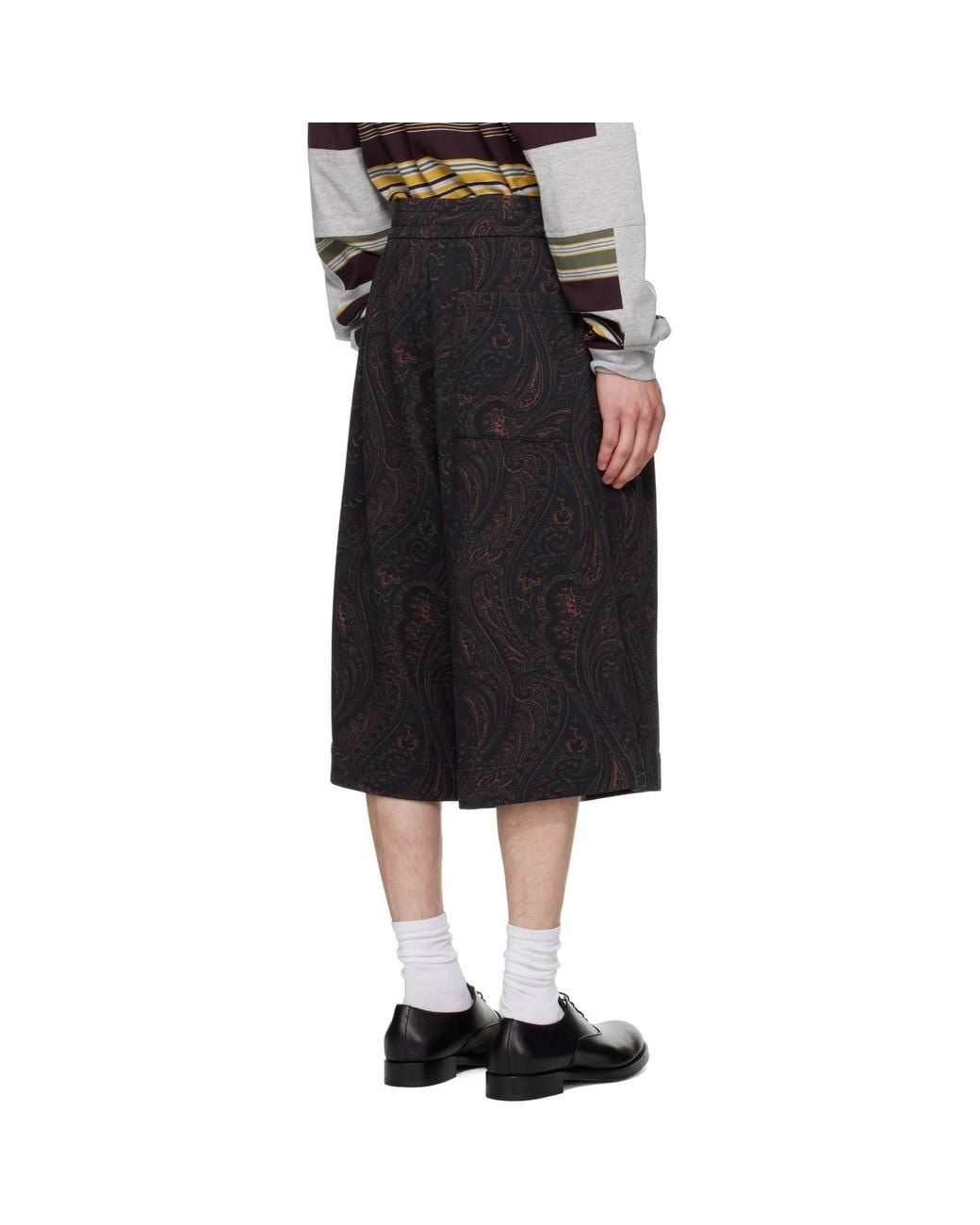 Dries Van Noten Black Paisley Shorts for men
