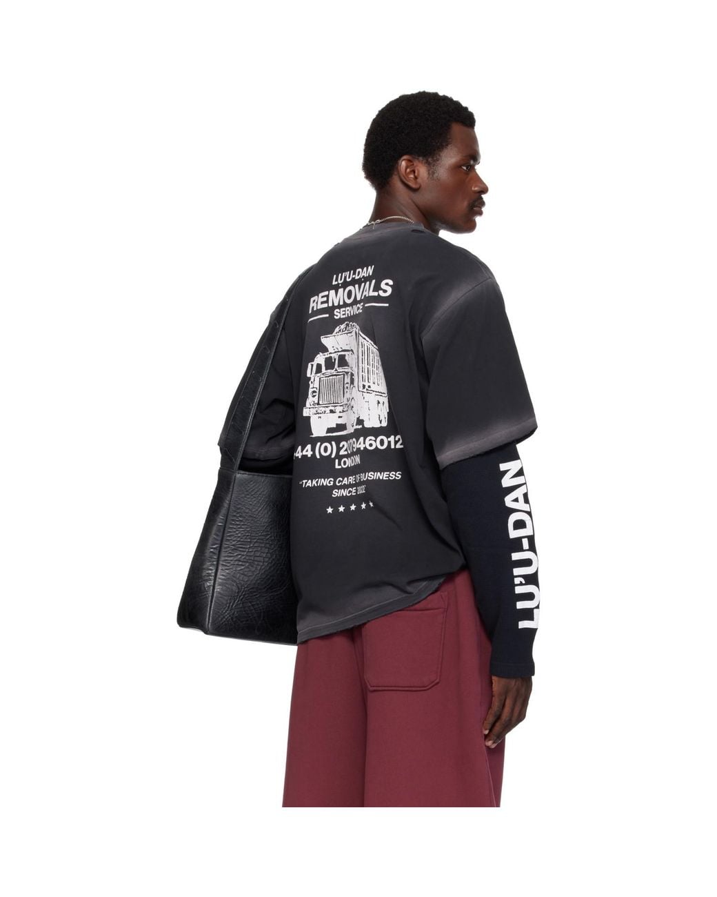 Lu'u Dan Black Corroded Double Deck T-Shirt for men