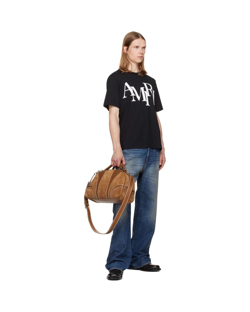 Amiri Black Staggered Logo' T-Shirt for men