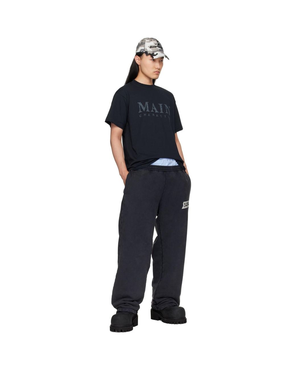 Balenciaga Black Masking Tape Baggy Sweatpants for men