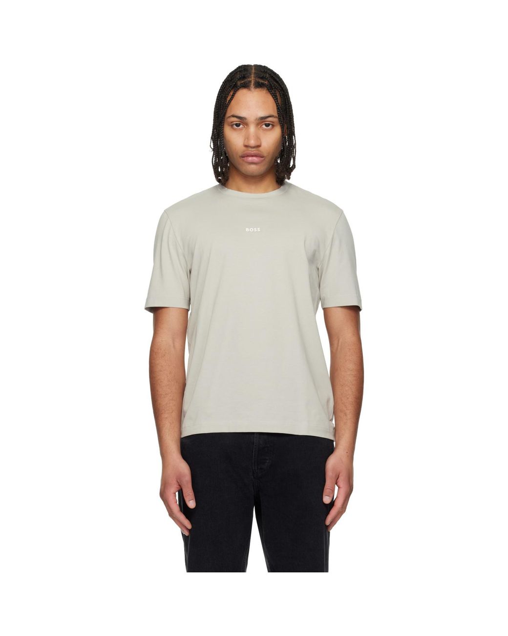 Boss Black Stretch-Cotton Contrast Logo T-Shirt for men