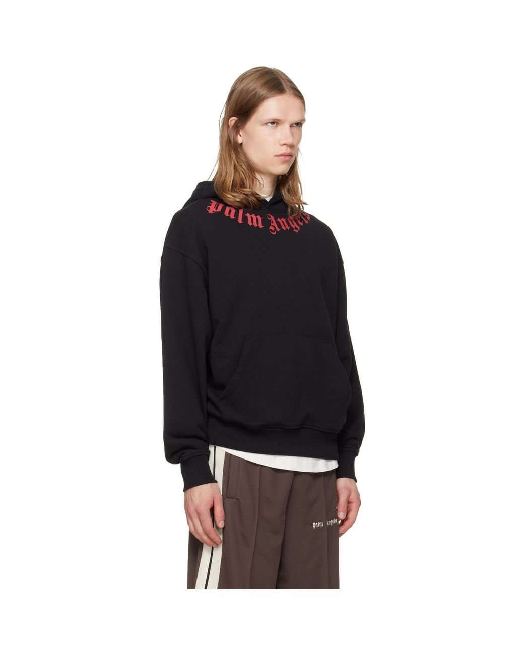 Palm Angels Black Neck Logo Hoodie for men