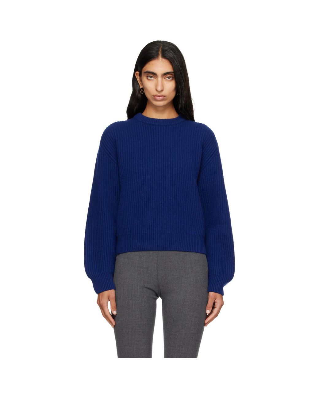 Jil Sander Blue Wool Crew-Neck Sweater