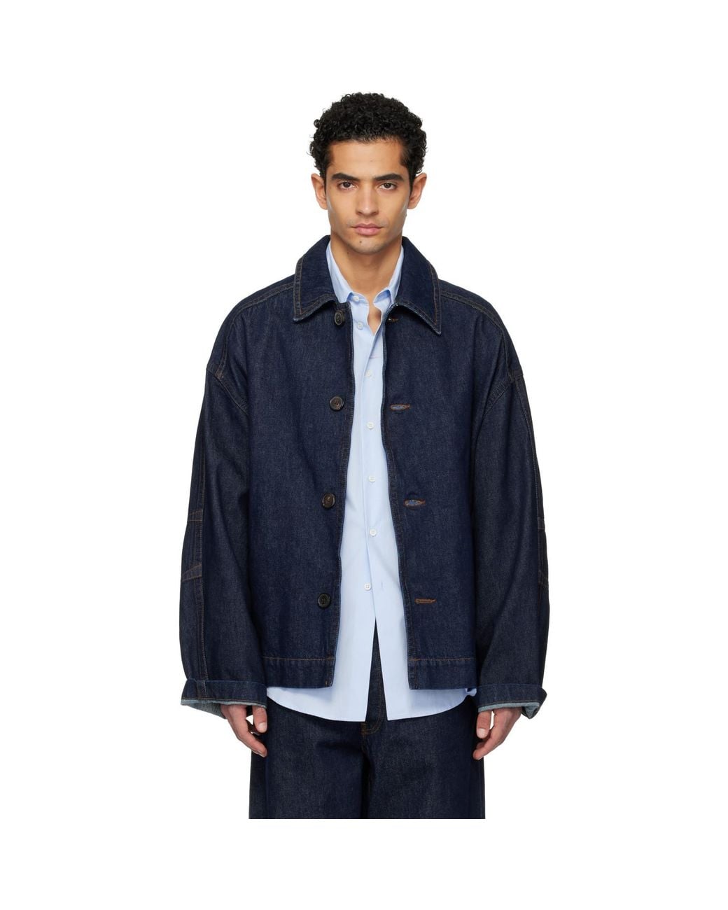 Dries Van Noten Blue Heavyweight Denim Jacket for men