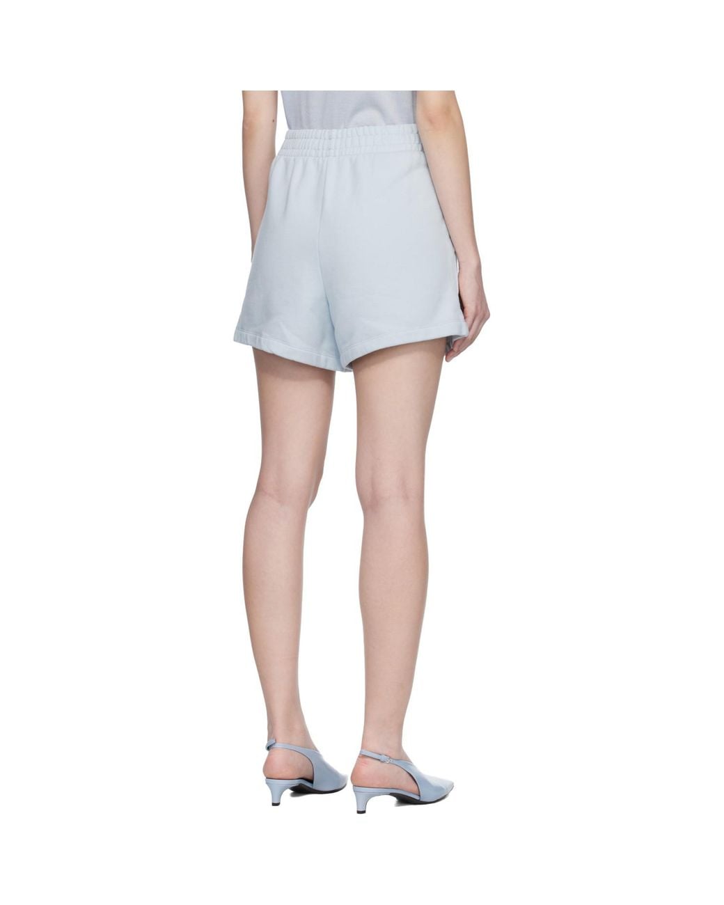 Anine Bing Blue Kam Framed Monogram Shorts