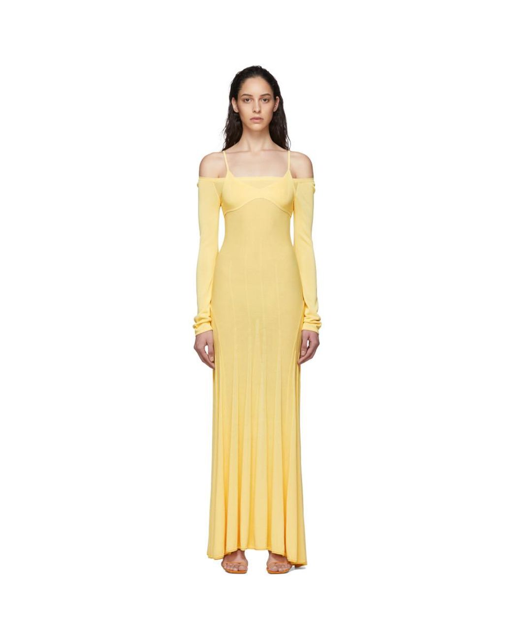 Jacquemus Yellow La Robe Maille Valensole Dress Lyst