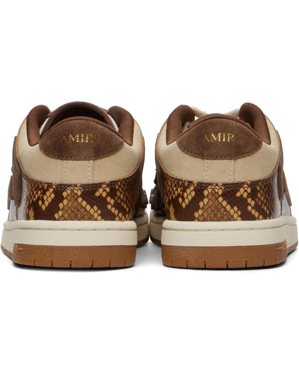 Amiri Brown Printed Python Skel Top Low Sneakers for men