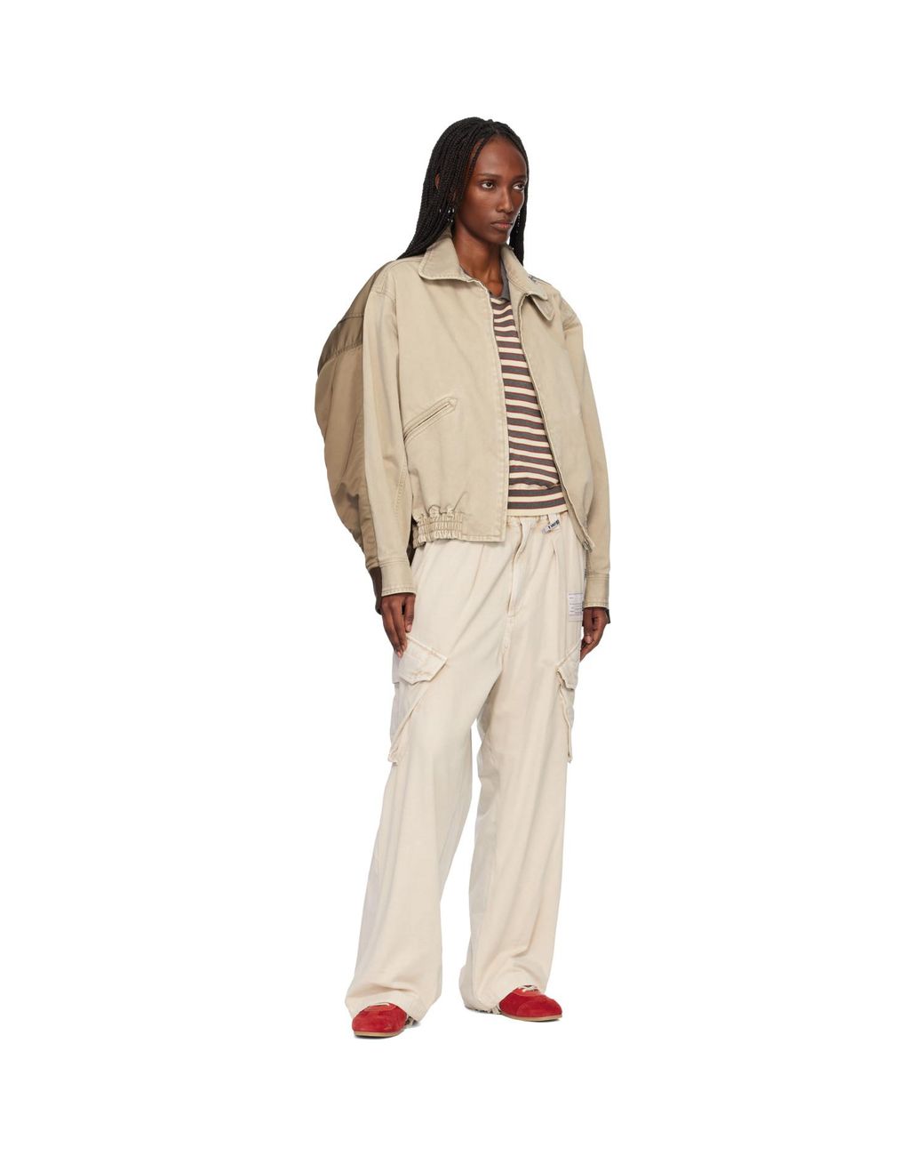 Maison Mihara Yasuhiro Natural Khaki Front Back Combined Zip-Up Jacket