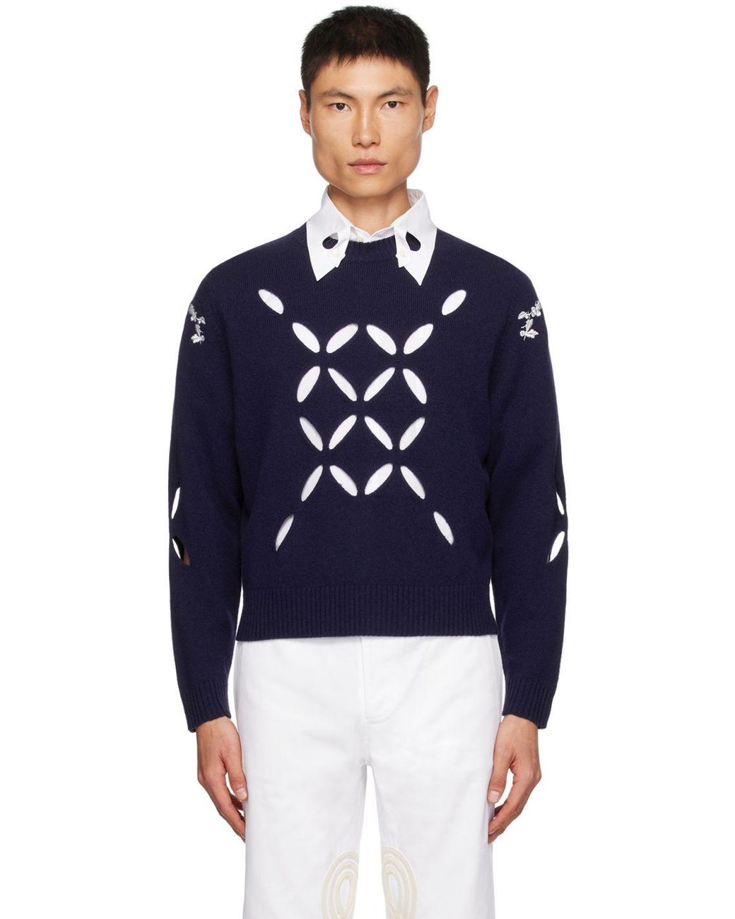 STEFAN COOKE Laurel Slash Sweater in Blue for Men | Lyst