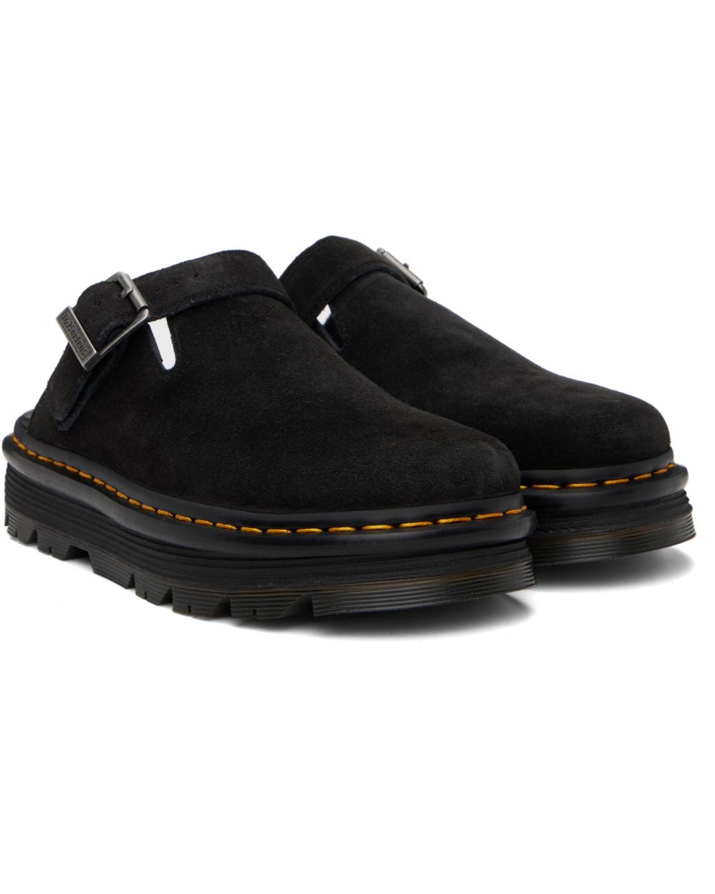 Dr. Martens Black Zebzag Suede Casual Slingback Platform Slip-On Loafers for men
